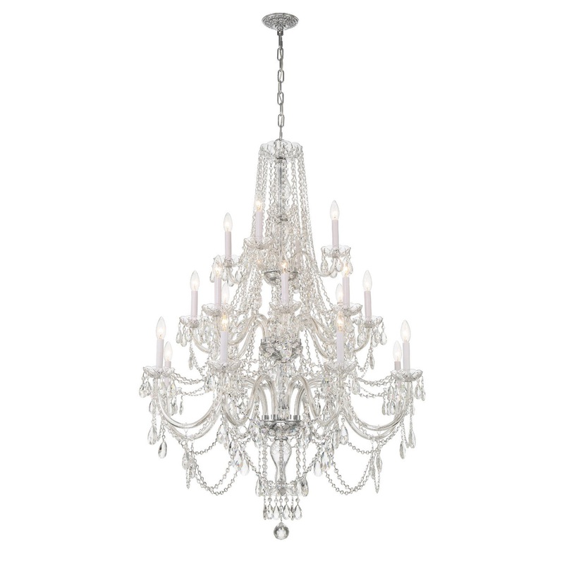 Traditional Crystal 20-Light Chandelier in Polished Chrome