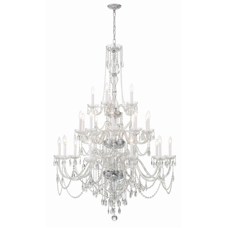 Traditional Crystal 25-Light Chandelier in Polished Chrome