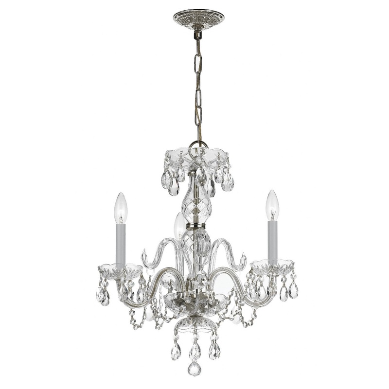 Traditional Crystal 3-Light Mini Chandelier in Polished Chrome with Clear Hand Cut Crystal