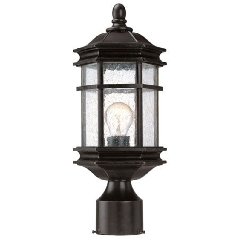Barlow Outdoor 1-Light Post Mount in Winchester with Seedy Glass