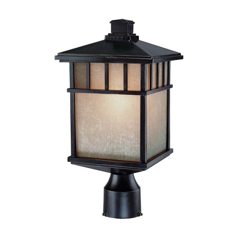 Barton Outdoor 1-Light Post Mount in Winchester with Arizona Glass