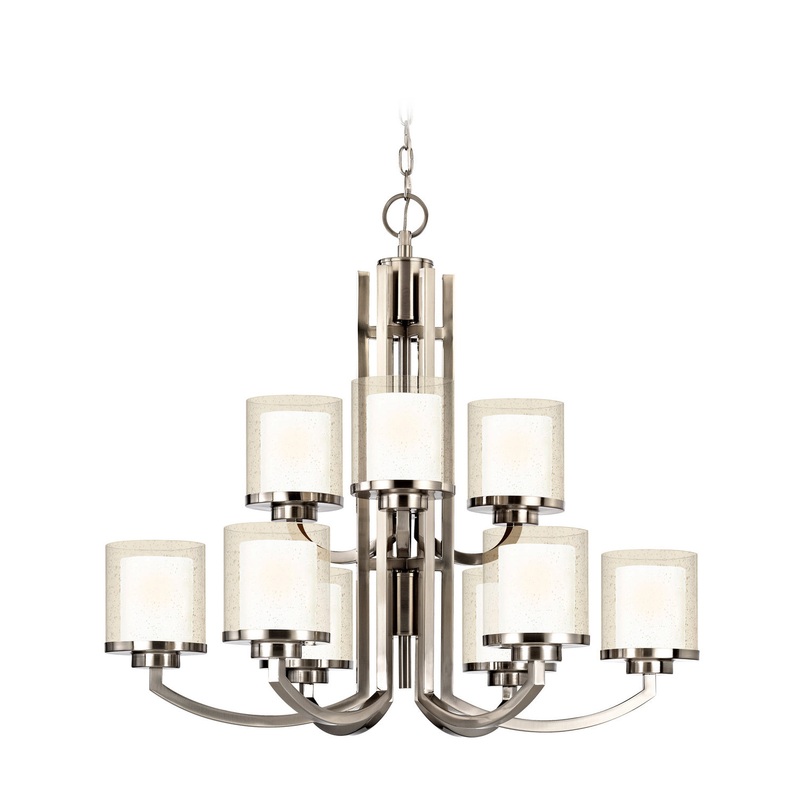 Horizon 9-Light 2-Tier Chandelier in Satin Nickel