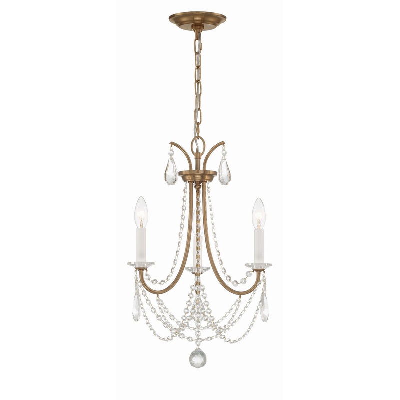 Karrington 3-Light Mini Chandelier in Aged Brass