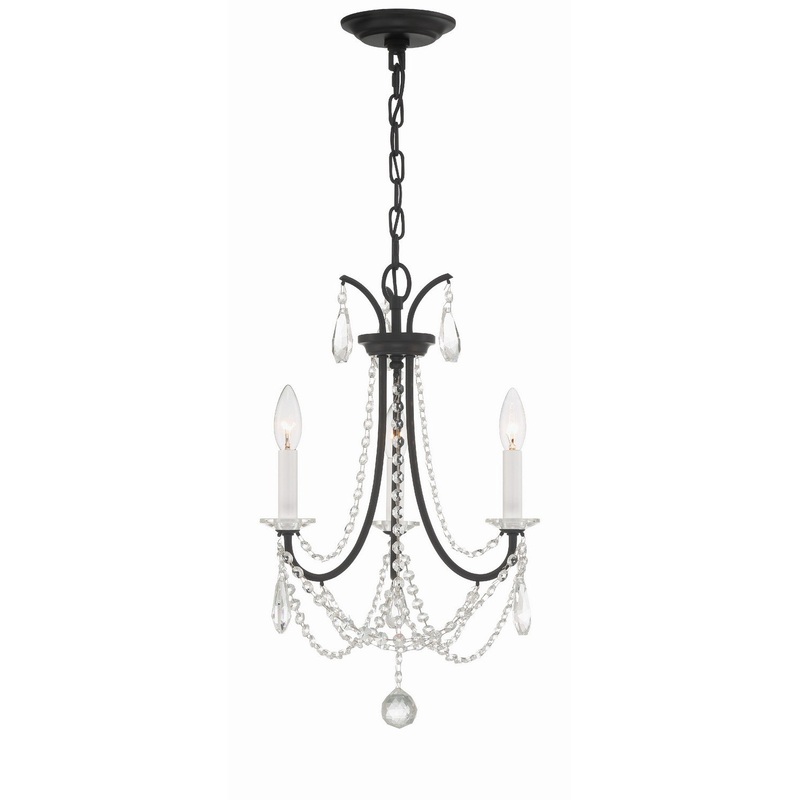 Karrington 3-Light Mini Chandelier in Matte Black
