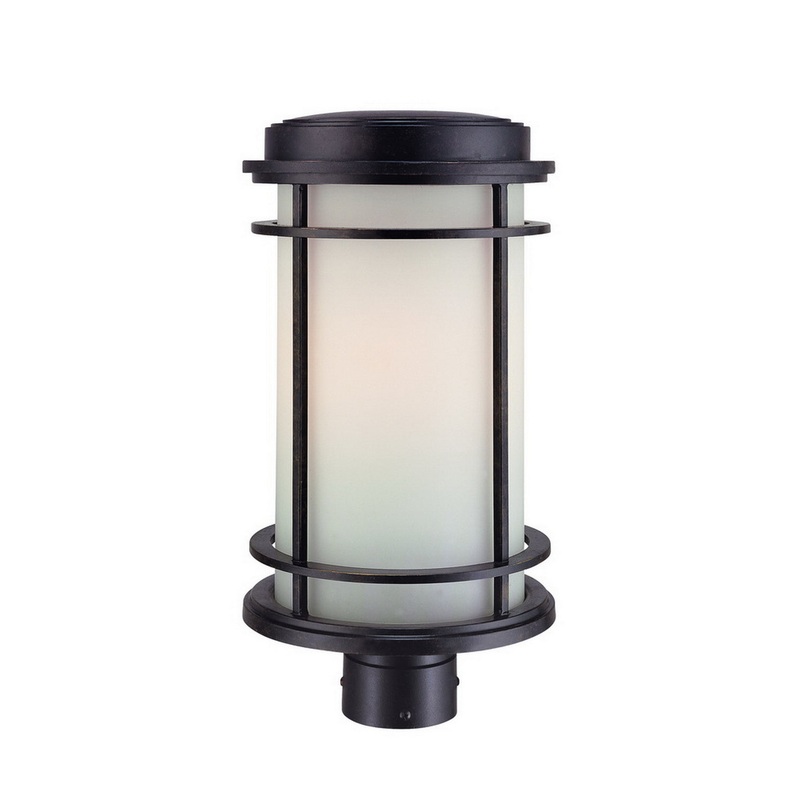 La Mirage Outdoor 1-Light Post Mount in Winchester with Satin White Glass