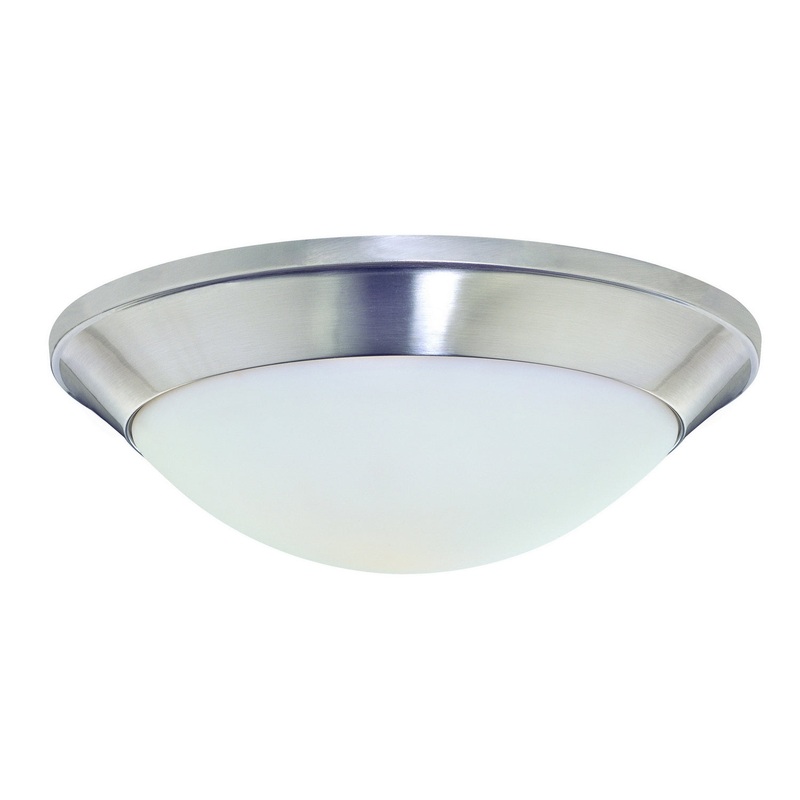 Rainier 1-Light Flush Mount in Satin Nickel with Satin White Glass