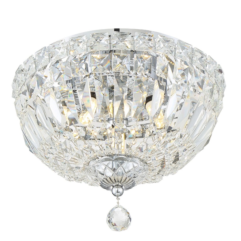 Rosyln 3-Light Ceiling Mount in Polished Chrome with Hand Cut Crystal