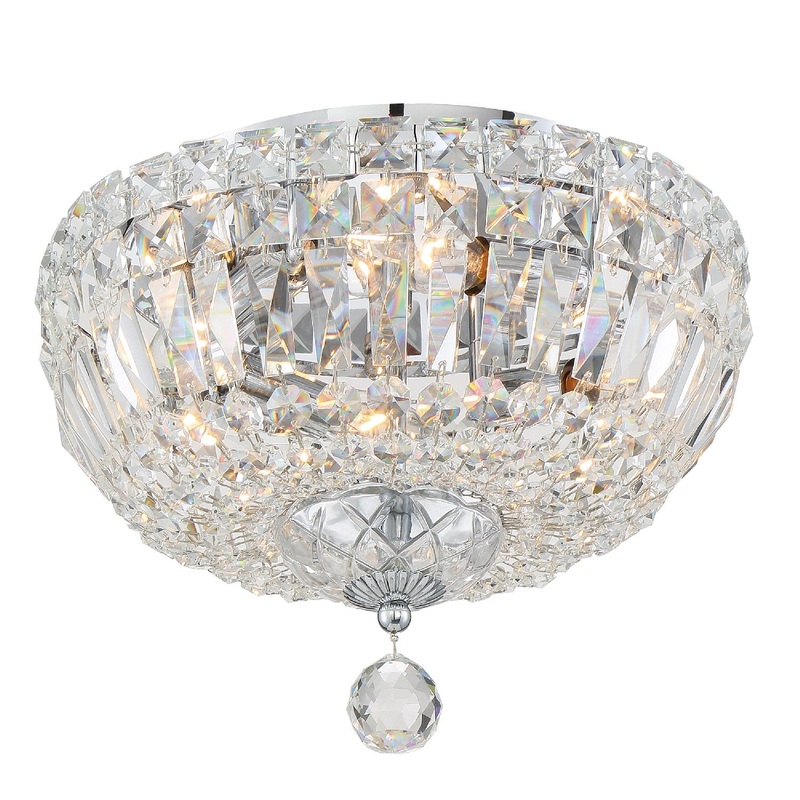 Rosyln 4-Light Ceiling Mount in Polished Chrome with Hand Cut Crystal