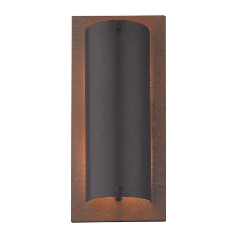 Tahoe Wall Sconce in Natural Slate/Olde World Iron with Metal Sheet