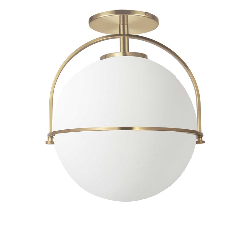 Paola 1-Light Semi-Flush Mount in Aged Brass