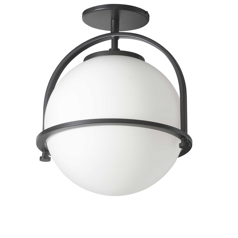 Paola 1-Light Semi-Flush Mount in Matte Black