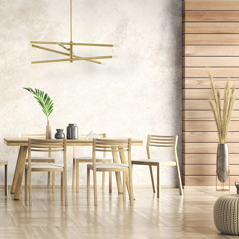 Wand 8-Light Pendant in Aged Brass