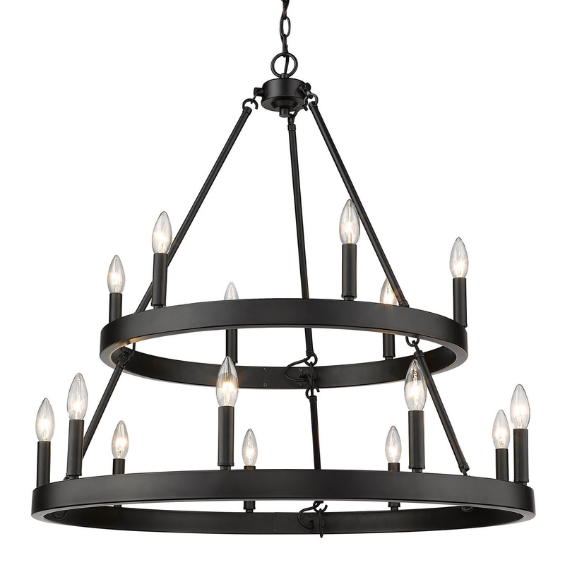 Alastair 2-Tier 15-Light Chandelier in Matte Black