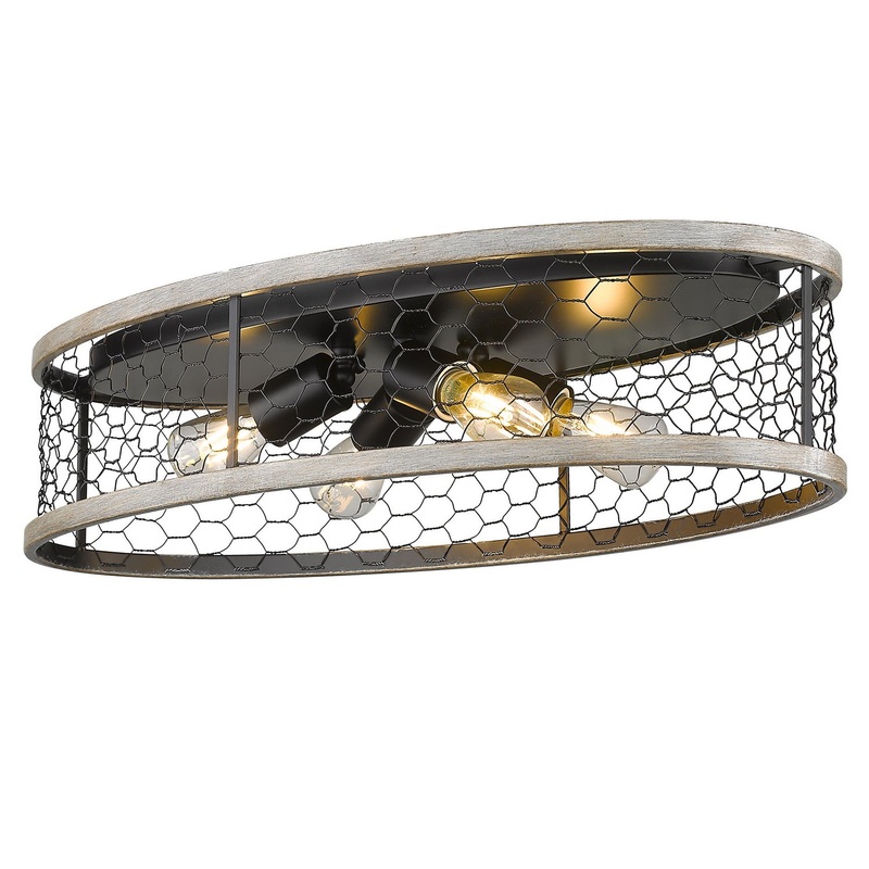 Bailey 24" Flush Mount in Matte Black with Chicken Wire Shade