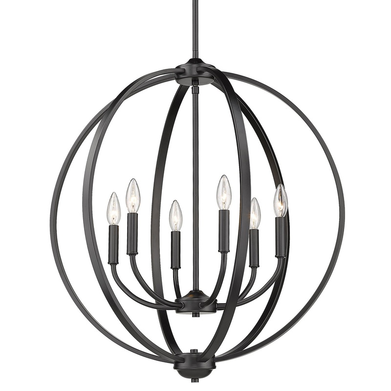 Colson 6-Light Chandelier in Matte Black with No Shade