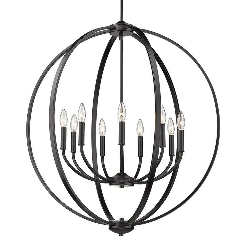 Colson 9-Light Chandelier in Matte Black with No Shade