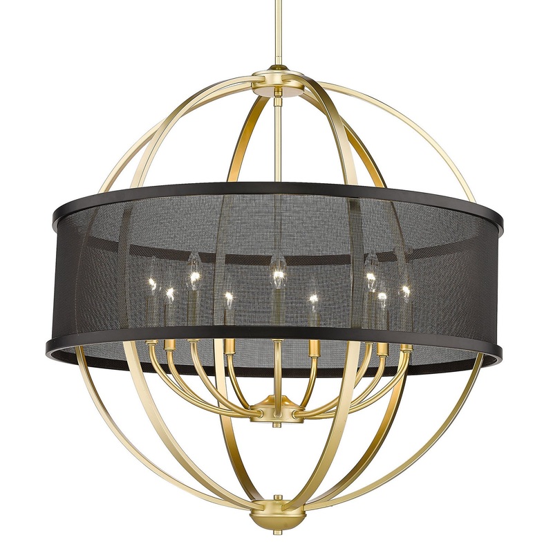 Colson 9-Light Chandelier in Olympic Gold with Matte Black Shade