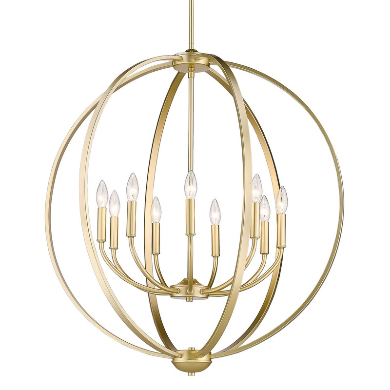 Colson 9-Light Chandelier in Olympic Gold with No Shade