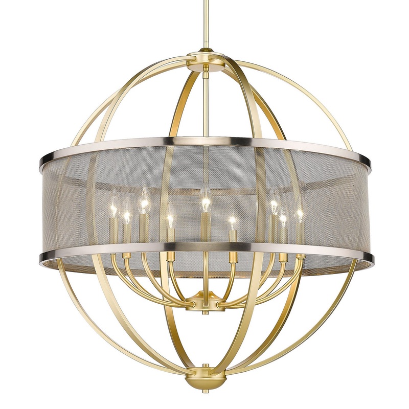 Colson 9-Light Chandelier in Olympic Gold with Pewter