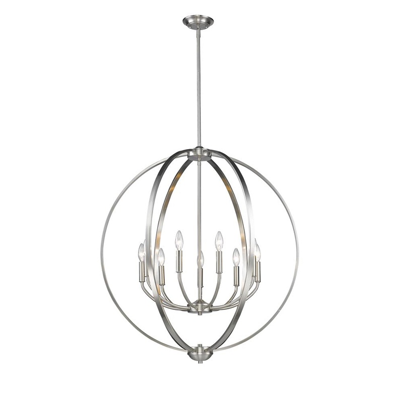 Colson 9-Light Chandelier in Pewter with No Shade
