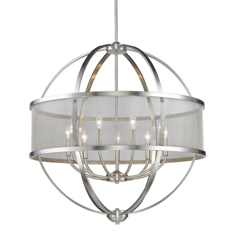 Colson 9-Light Chandelier in Pewter with Pewter Shade