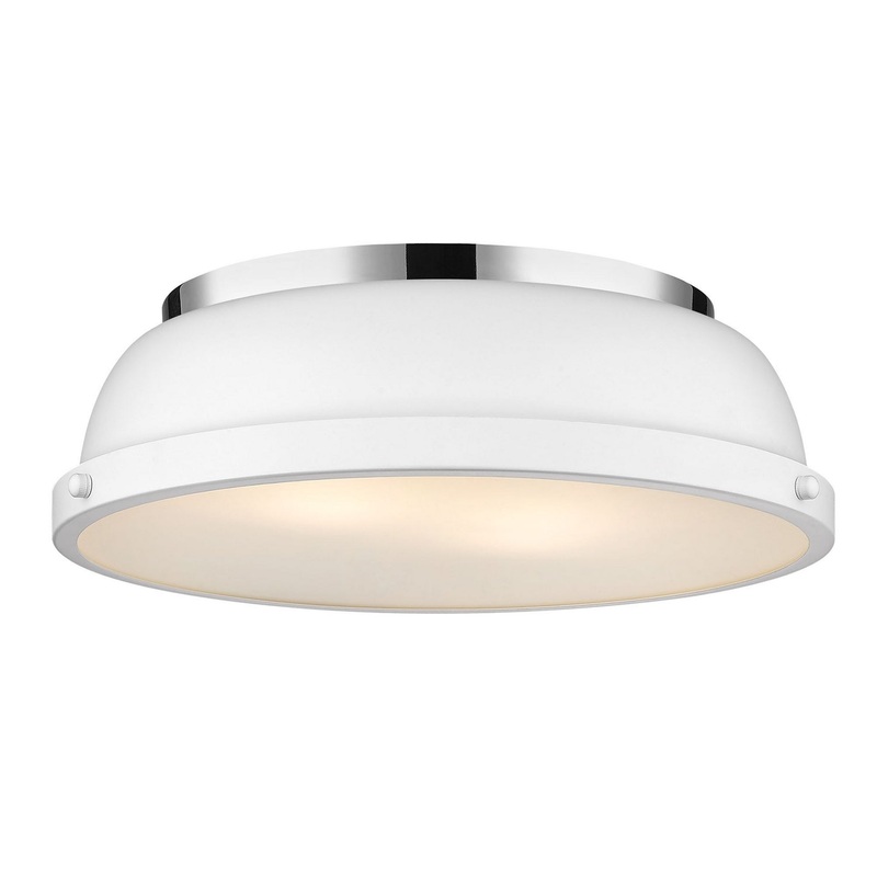 Duncan 14" Flush Mount in Chrome with Matte White Shade