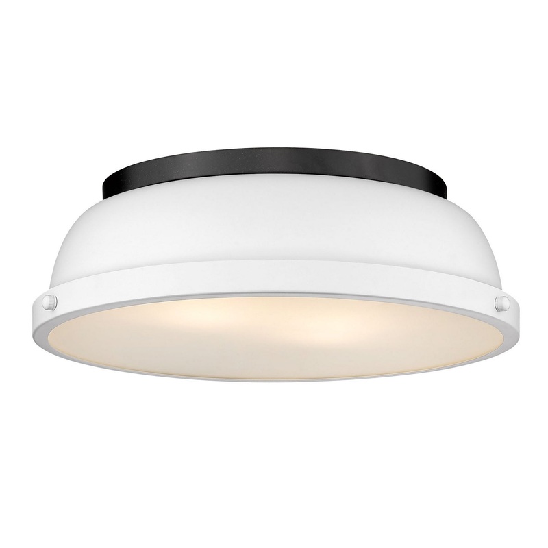 Duncan 14" Flush Mount in Matte Black with Matte White Shade