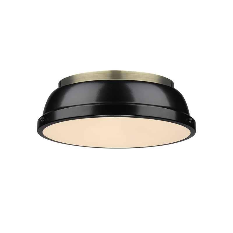 Duncan Flush Mount in Aged Brass with Black Shade