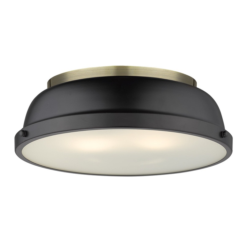 Duncan Flush Mount in Aged Brass with Matte Black Shade