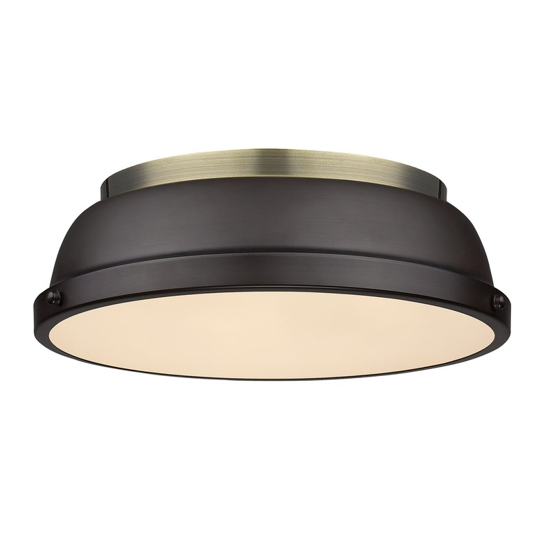 Duncan Flush Mount in Aged Brass with Rubbed Bronze Shade