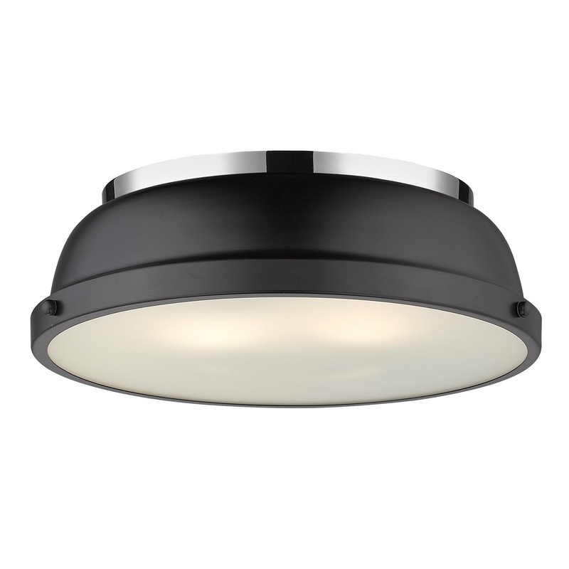 Duncan Flush Mount in Chrome with Matte Black Shade