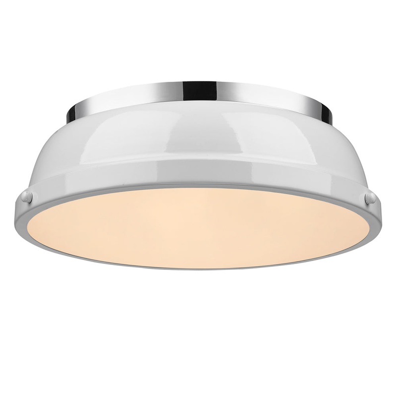 Duncan Flush Mount in Chrome with White Shade