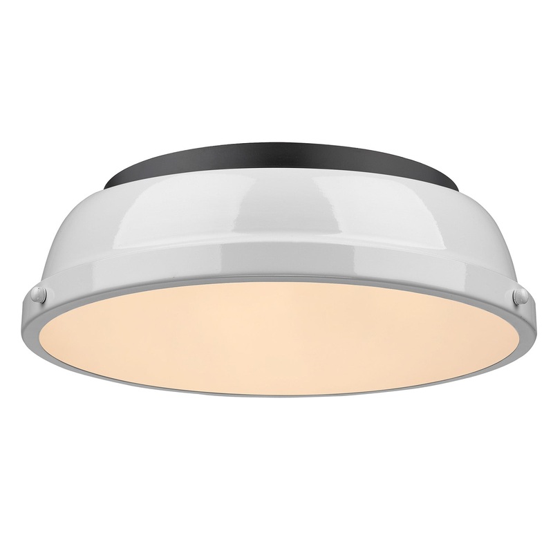 Duncan Flush Mount in Matte Black with White Shade