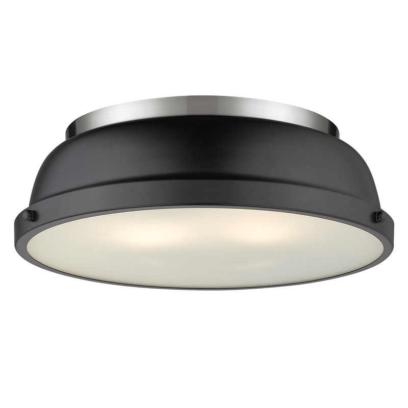 Duncan Flush Mount in Pewter with Matte Black Shade