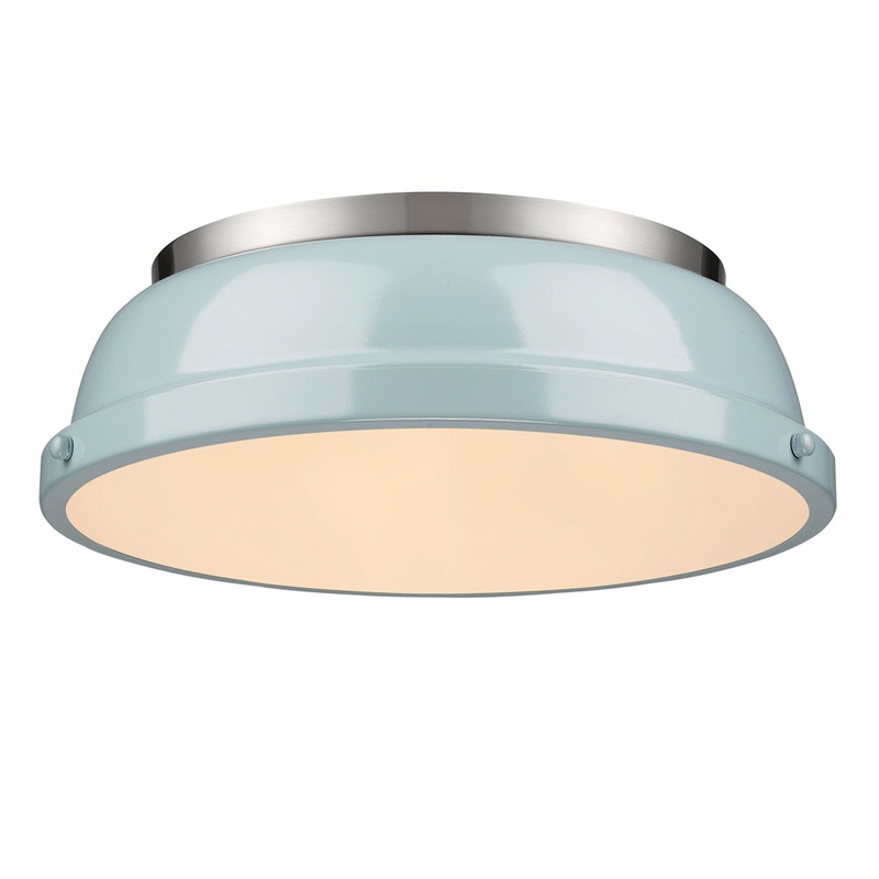 Duncan Flush Mount in Pewter with Seafoam Shade