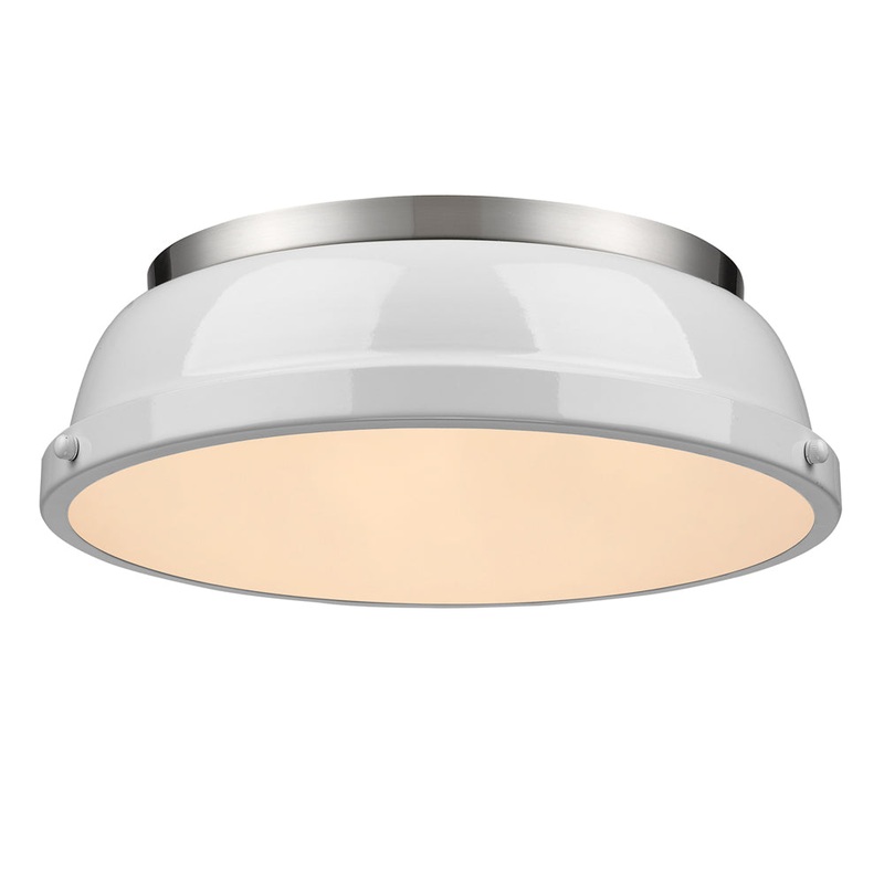 Duncan Flush Mount in Pewter with White Shade