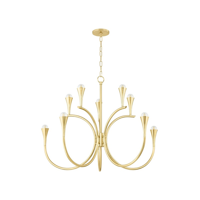Aviana Ten Light Chandelier in Aged Brass