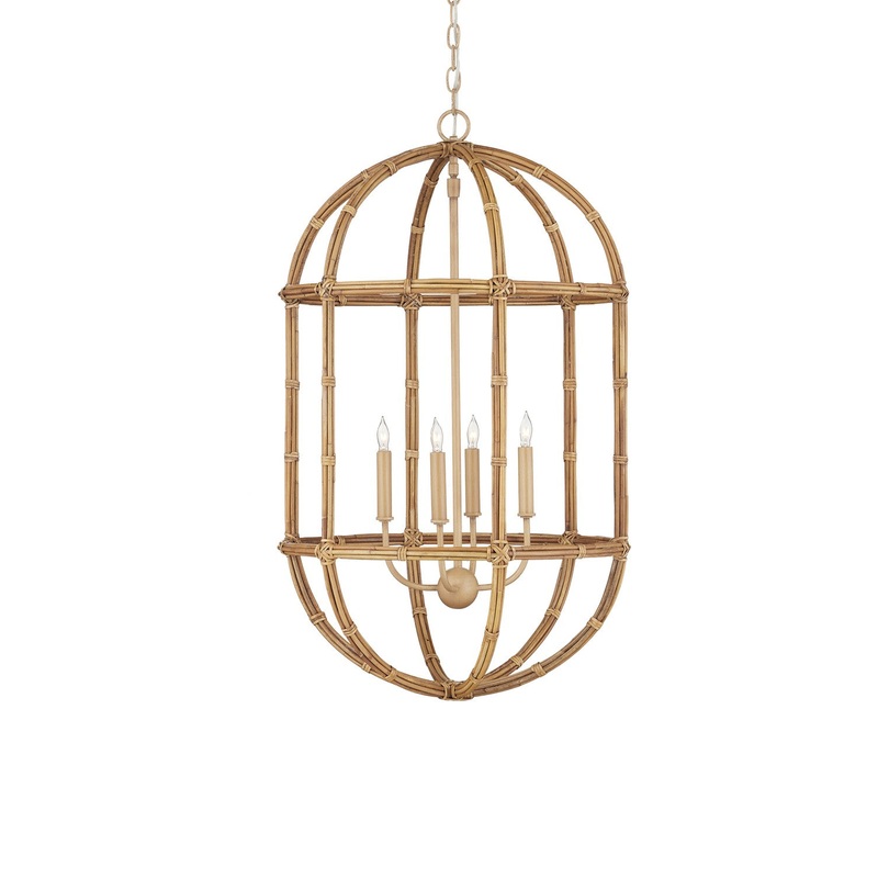 Charrette 4-Light Lantern in Natural & Saddle Tan