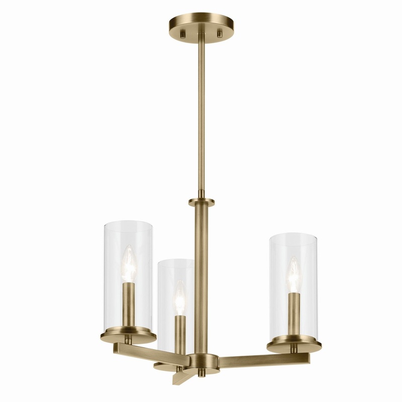 Crosby 3-Light Convertible Semi Flush in Natural Brass