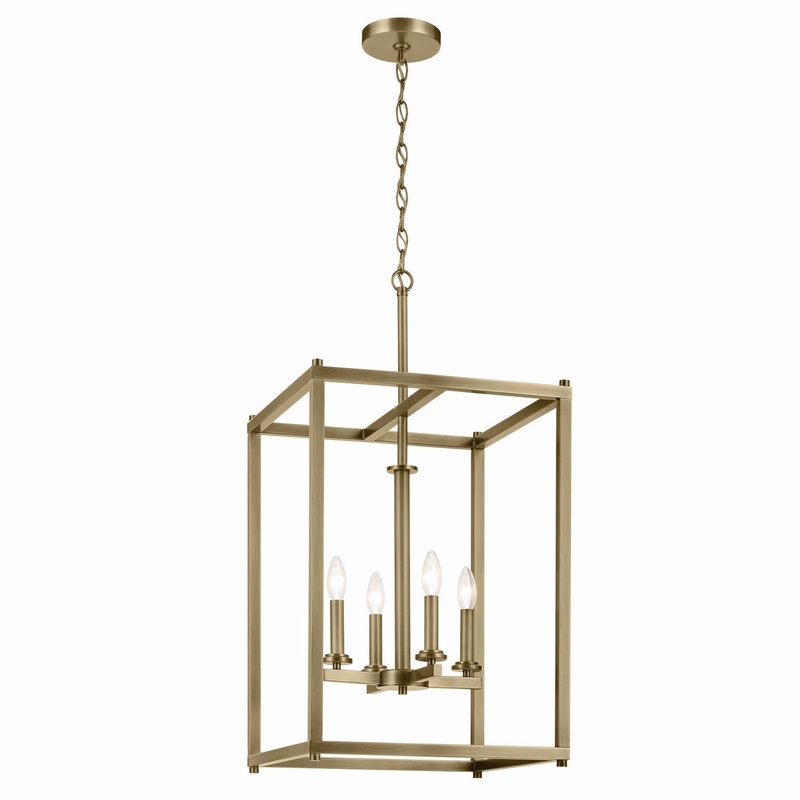 Crosby 4-Light Foyer Pendant in Natural Brass