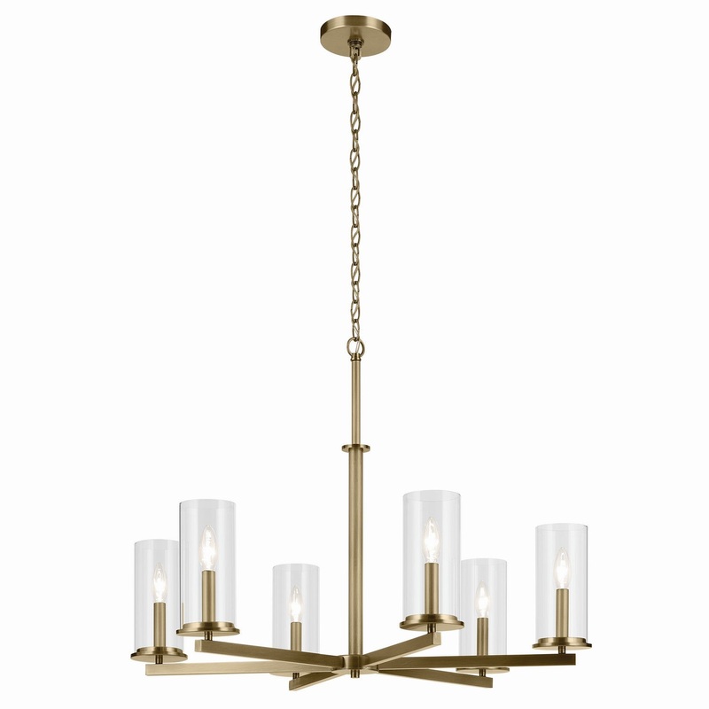 Crosby 6-Light Chandelier in Natural Brass