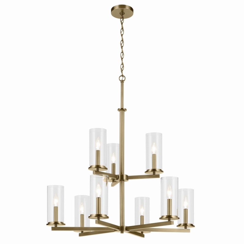 Crosby 9-Light Chandelier in Natural Brass