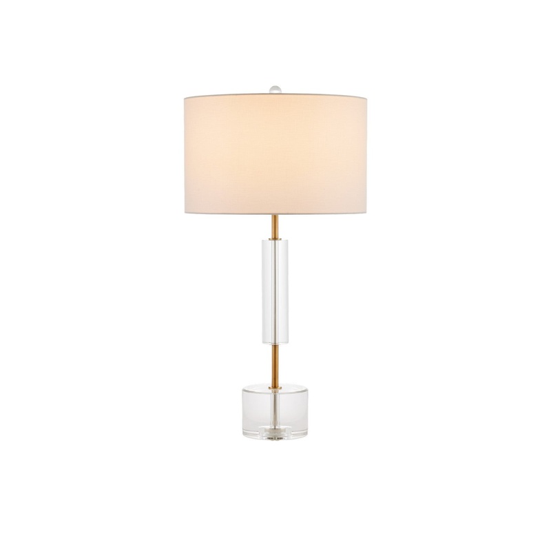 Deville 1-Light Table Lamp in Clear & Antique Brass