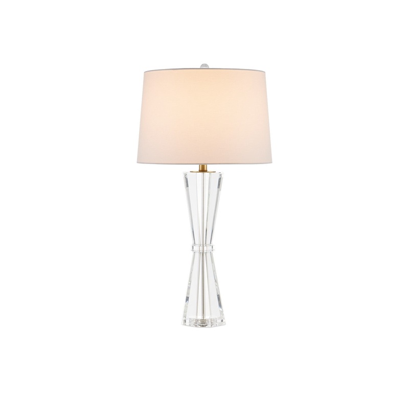Duveen 1-Light Table Lamp in Clear & Polished Brass