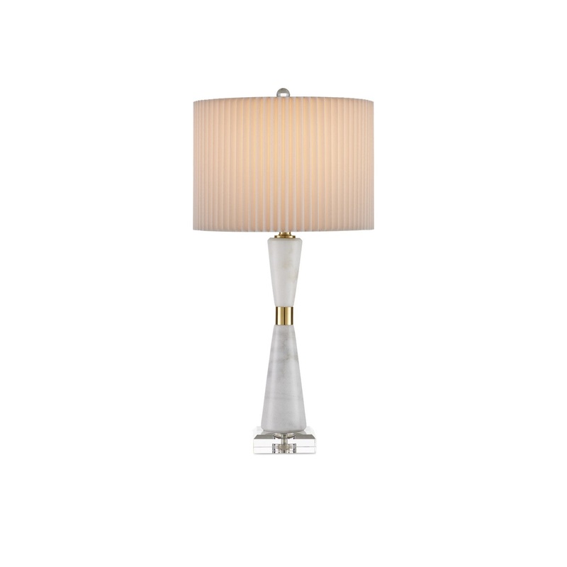 Edelmar 1-Light Table Lamp in White & Clear & Natural Brass