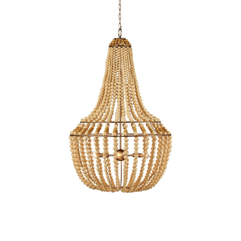 Penelope 6-Light Chandelier in Beige & Antique Brass