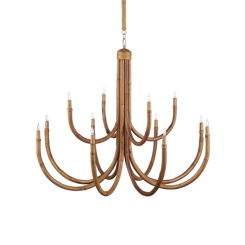 Samsara 12-Light Chandelier in Natural & Saddle Tan