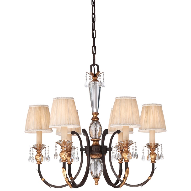 Bella Cristallo 6-Light Chandelier in French Bronze