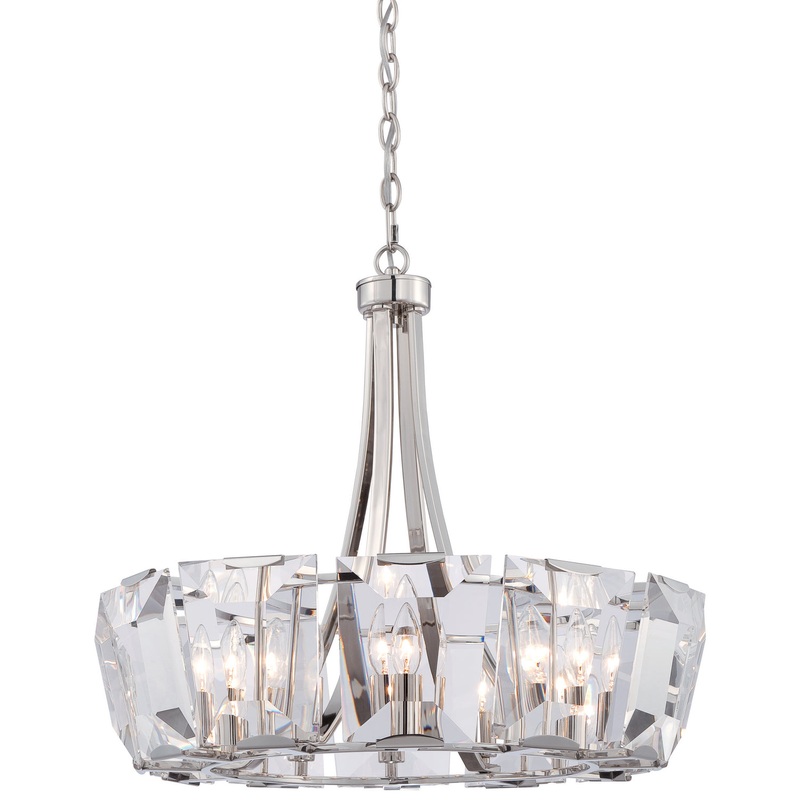 Castle Aurora 12-Light Chandelier in Polished Nickel with Clear Crystal