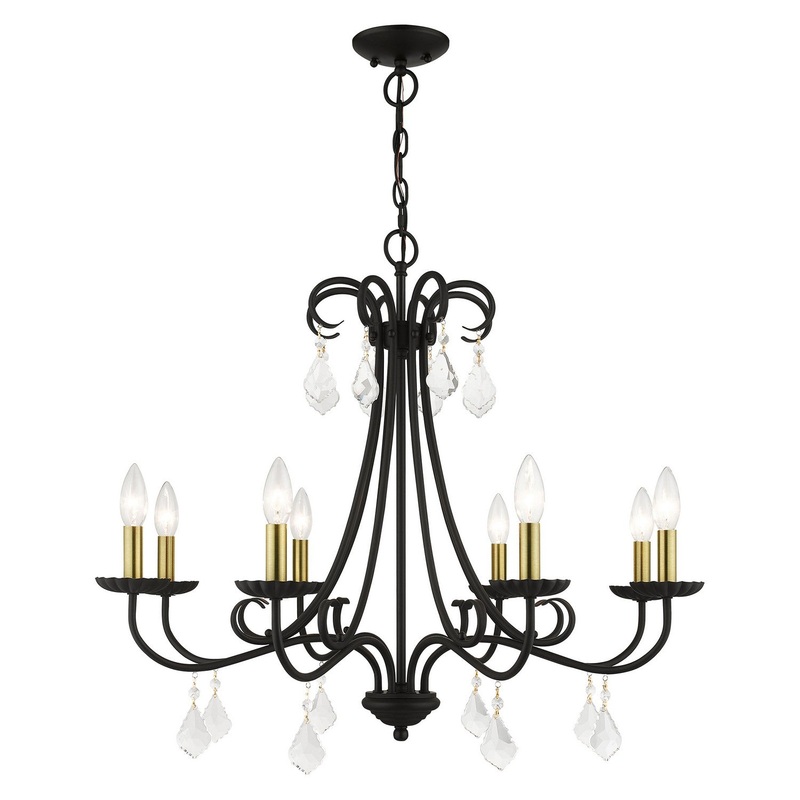 Daphne 8-Light Chandelier in Black with Antique Brass